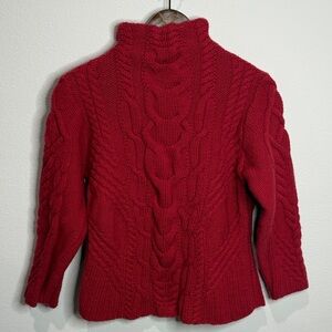 Aran Mor Red Made In Ireland 100% Merino Wool Sweater Size XL